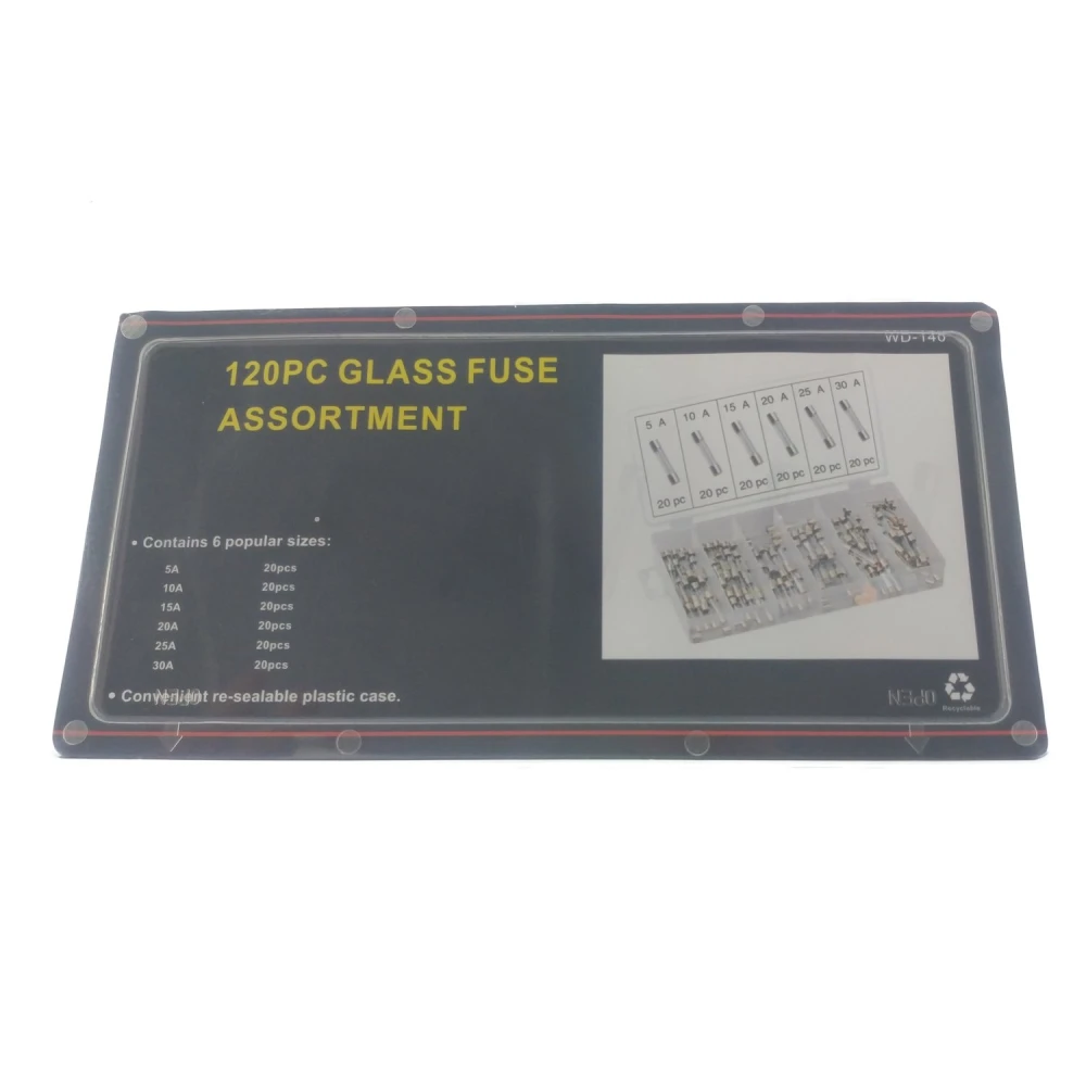 Kit de fusibles eléctricos de vidrio para tractor y barco en caja organizadora