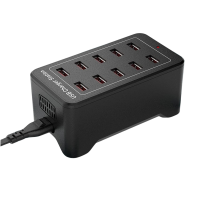 10 Port Smart USB Charging Station with IQ Charge - 50W 12A, 2.4A par port - Idéal pour la maison, le bureau et les voyages