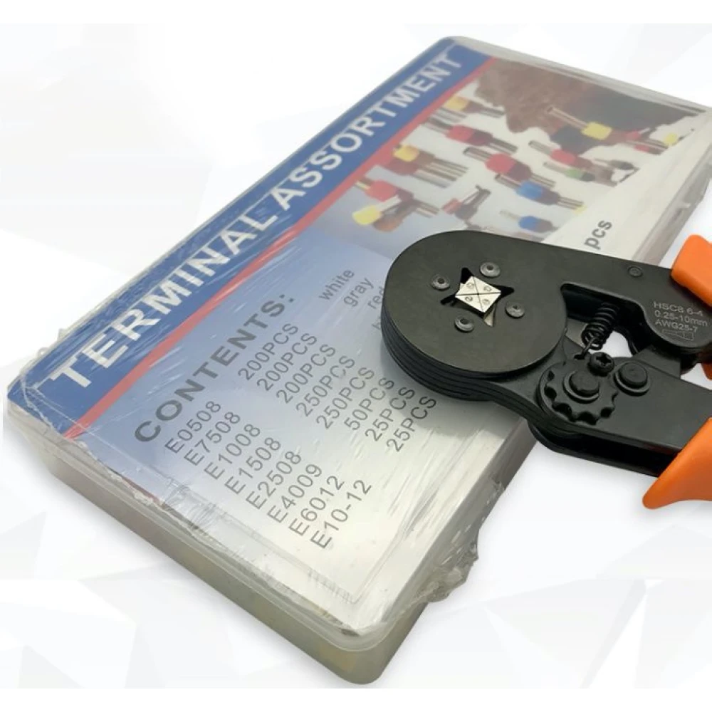 Pince à sertir avec cosses 0.25-10 mm² - Kit 1200 pièces