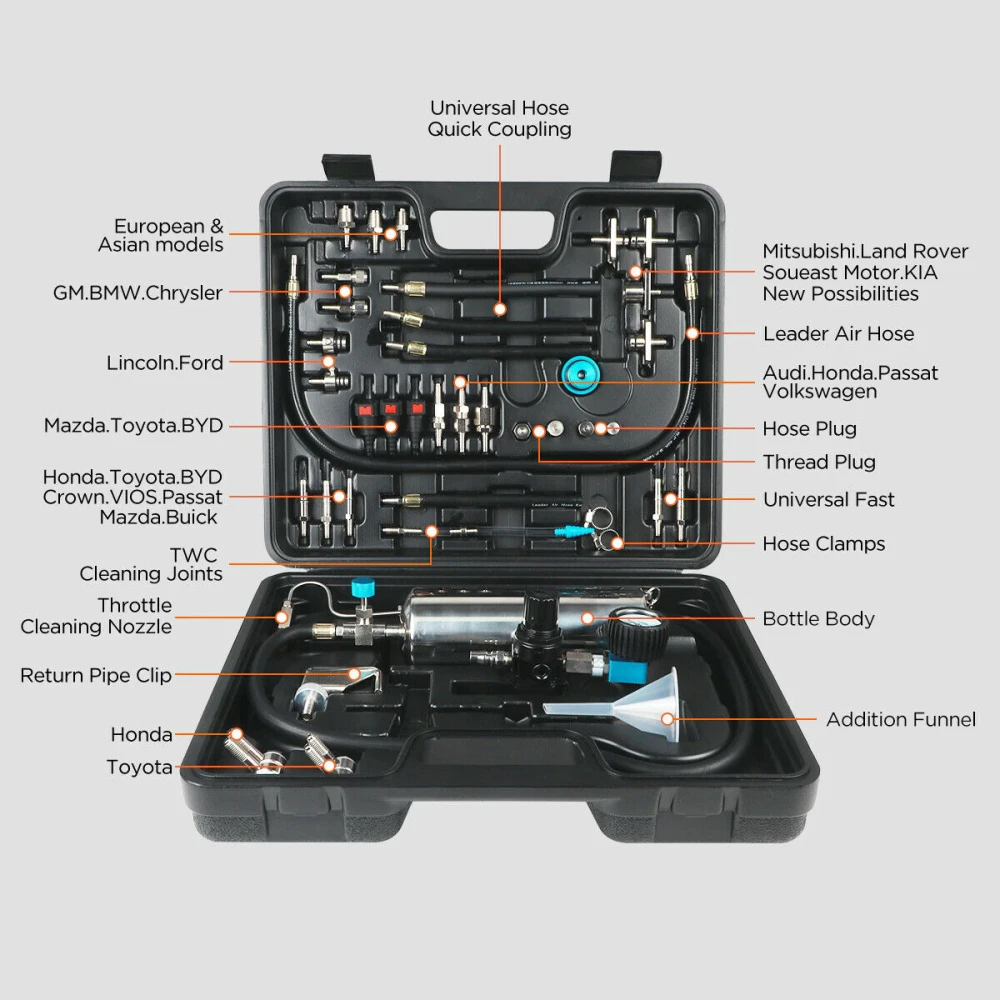 AUTOOL C100 nettoyeur d'injecteurs essence avec adaptateurs pour voiture