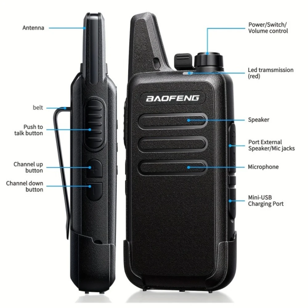 Pack completo de Baofeng Walkie Talkie T20 con accesorios incluidos