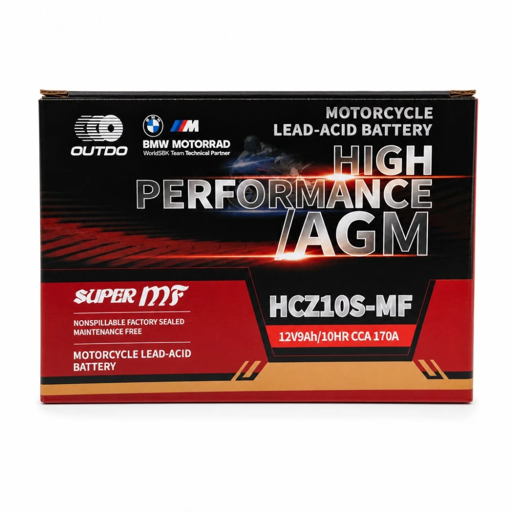 Batterie Moto AGM 12V 9Ah OUTDO HCZ10S-MF - Compatible Yuasa YTZ10S(-BS) / GTZ10S / ETZ10S