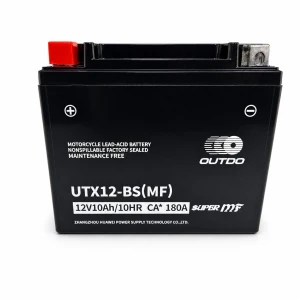 Batterie Moto AGM 12V 10Ah OUTDO UTX12-BS(MF) - Compatible Yuasa YTX12-BS / GTX12-BS / ETX12-BS