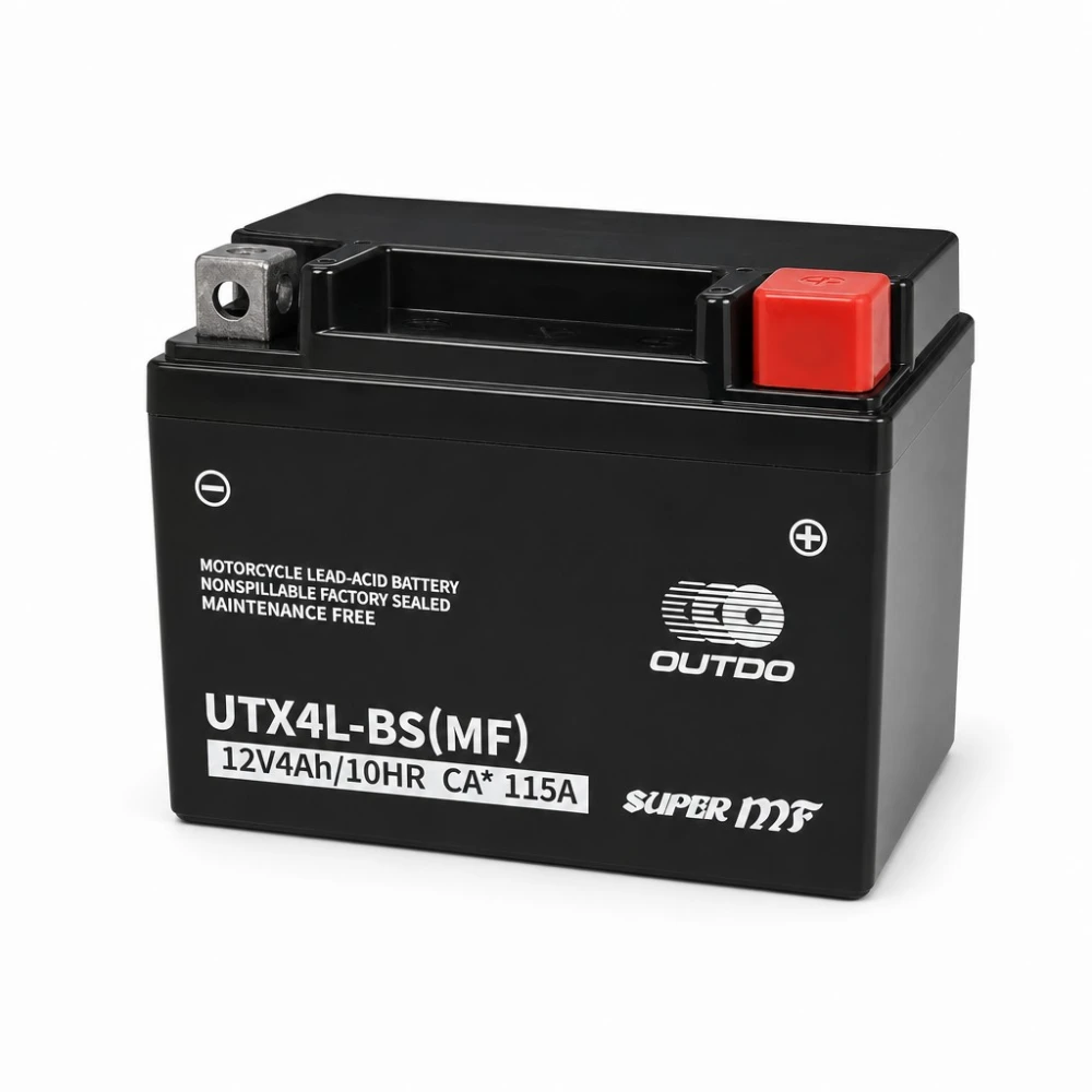 Batterie Moto AGM 12V 4Ah OUTDO UTX4L-BS(MF) - Compatible Yuasa YTX4L-BS / GTX4L-BS / ETX4L-BS