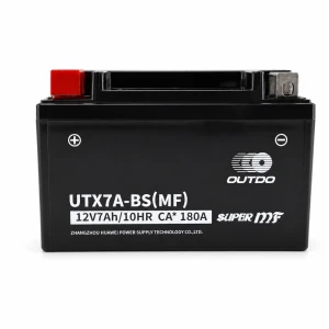 Batterie Moto AGM 12V 7Ah OUTDO UTX7A-BS(MF) - Compatible Yuasa YTX7A-BS / GTX7A-BS / ETX7A-BS