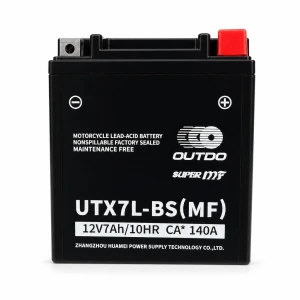 Batterie Moto AGM 12V 7Ah OUTDO UTX7L-BS(MF) - Compatible Yuasa YTX7L-BS / GTX7L-BS / ETX7L-BS