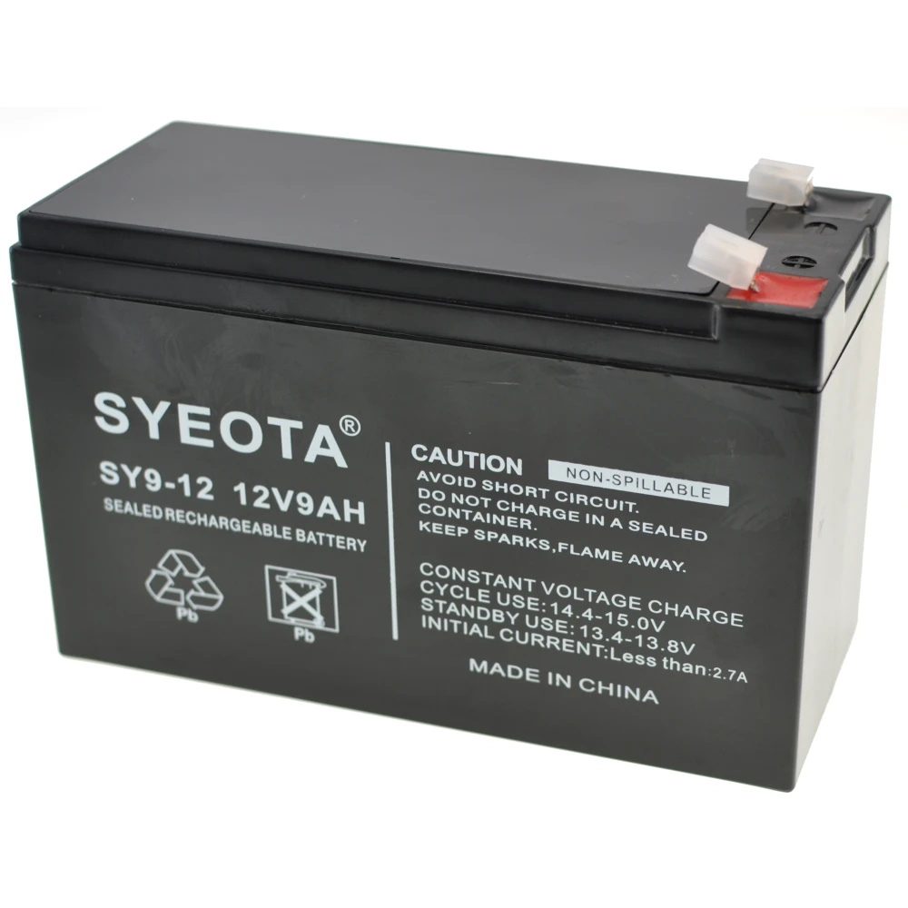 Batterie plomb 12V 9Ah rechargeable SY9-12 pour alarmes, balances et jouets