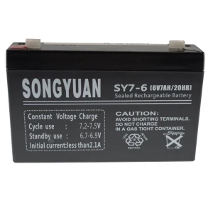 Songyuan Batterie plomb étanche rechargeable 6V 7Ah SY7-6 pour alarmes et UPS