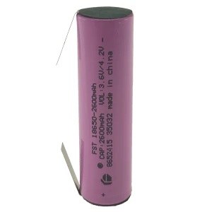 Batterie rechargeable 18650 2600mAh 3,7V avec languette à souder de haute qualité