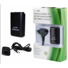 Batterie rechargeable noire pour manette sans fil Xbox 360 - Câble de lecture et de charge inclus