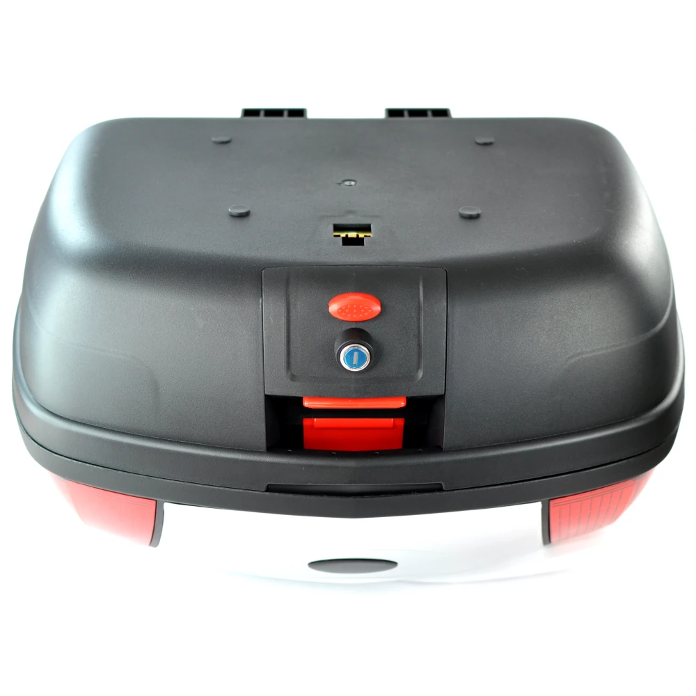 Top case moto 46 litres universel argent - pour 2 casques avec serrure