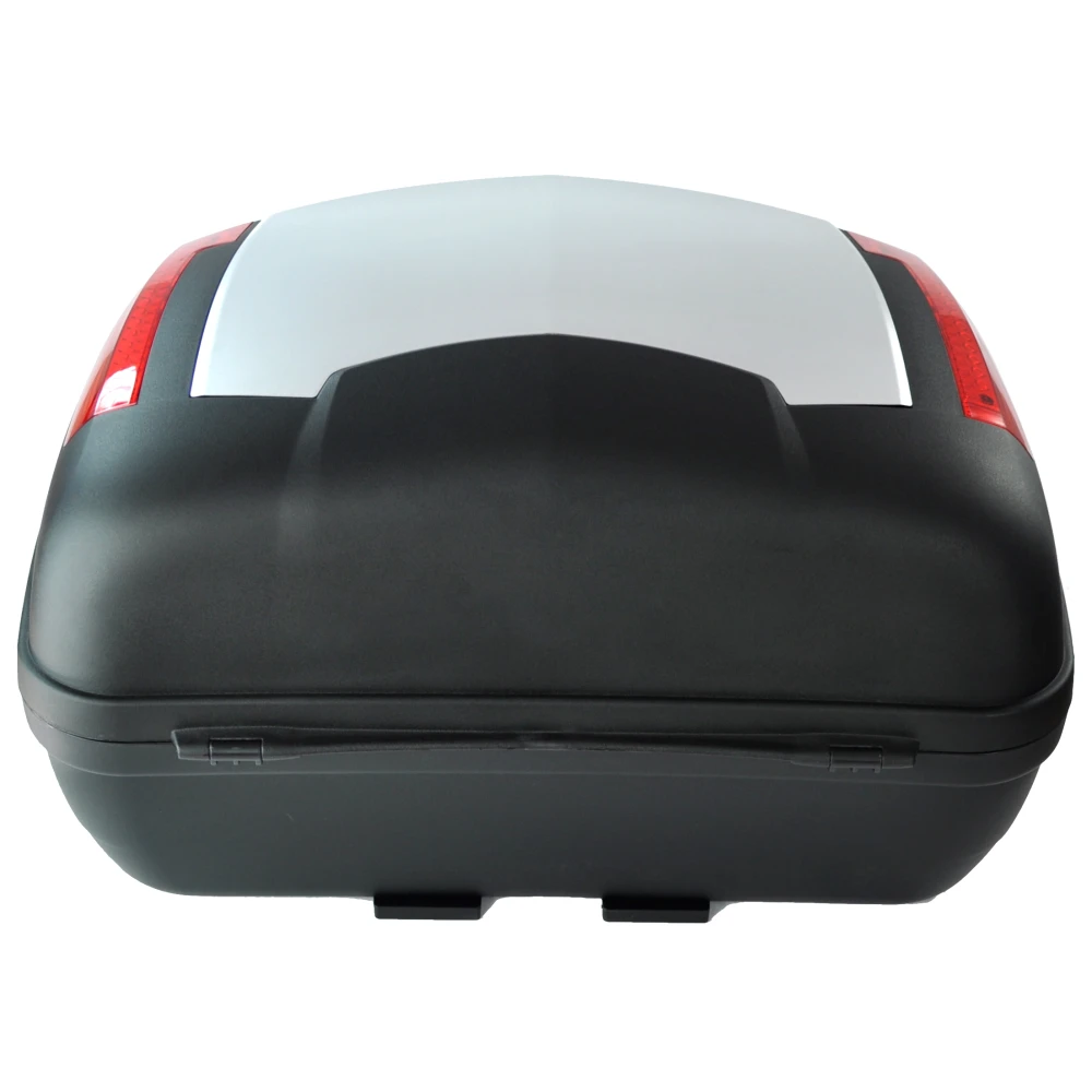 Top case moto 46 litres universel argent - pour 2 casques avec serrure