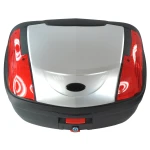 Top case moto 46 litres universel argent - pour 2 casques avec serrure