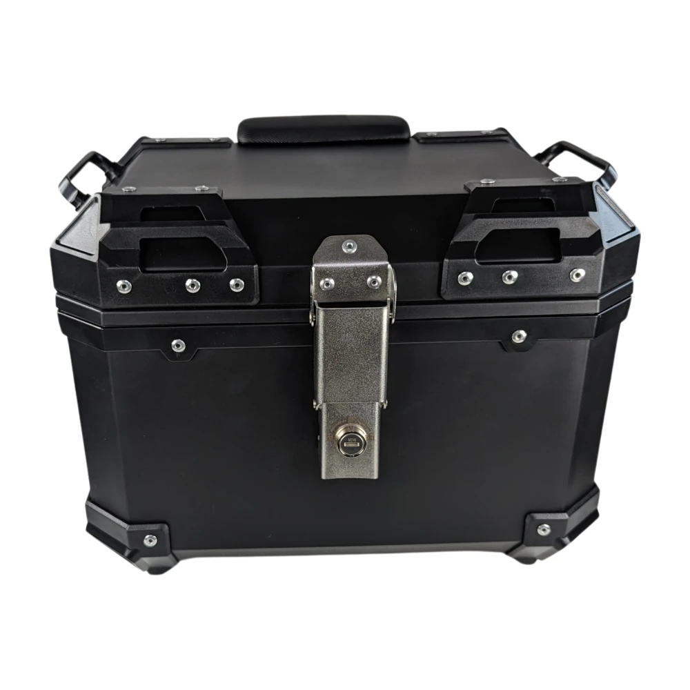Top case moto universel 36L avec dossier lombaire et coffre carré en ABS noir