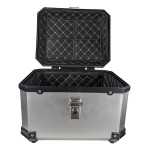 Top case moto universel 45L argent - valise carrée pour 1 casque