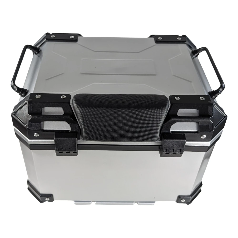 Top case moto universel 45L argent - valise carrée pour 1 casque
