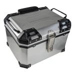 Top case moto universel 45L argent - valise carrée pour 1 casque