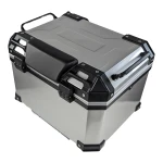 Top case moto universel 45L argent - valise carrée pour 1 casque