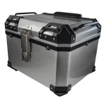 Top case moto universel 45L argent - valise carrée pour 1 casque