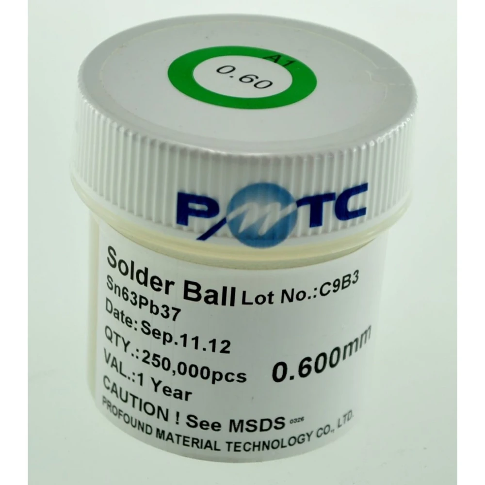 Bocal de billes d’étain plombé 0,76mm 250.000 unités pour soudure