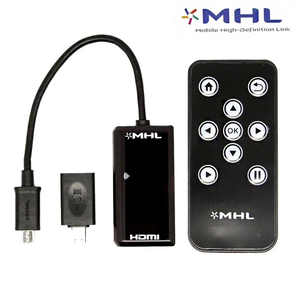 Câble adaptateur MHL vers HDMI avec télécommande pour Galaxy S2, S3, S4, S5, Note 2 et HTC One