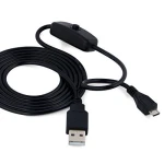 Câble USB A vers Micro USB avec interrupteur pour Raspberry Pi 1m noir