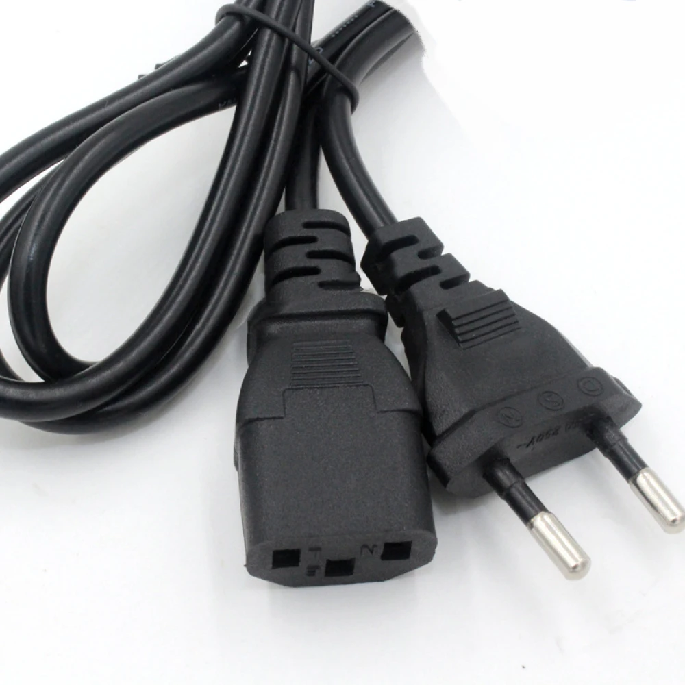 Cable de alimentación para ordenador con conector C13 y enchufe plano 2 pins