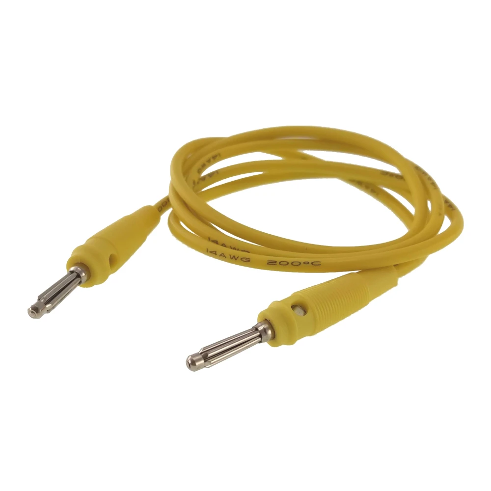 Cable de prueba de silicona 14AWG color amarillo con conectores banana