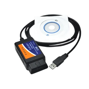 Câble diagnostic ELM327 USB OBD2 multimarque pour PC et véhicules