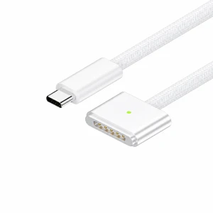 satkit Câble USB-C vers MagSafe 3 140W pour MacBook Pro et Air - 2 m tressé, White