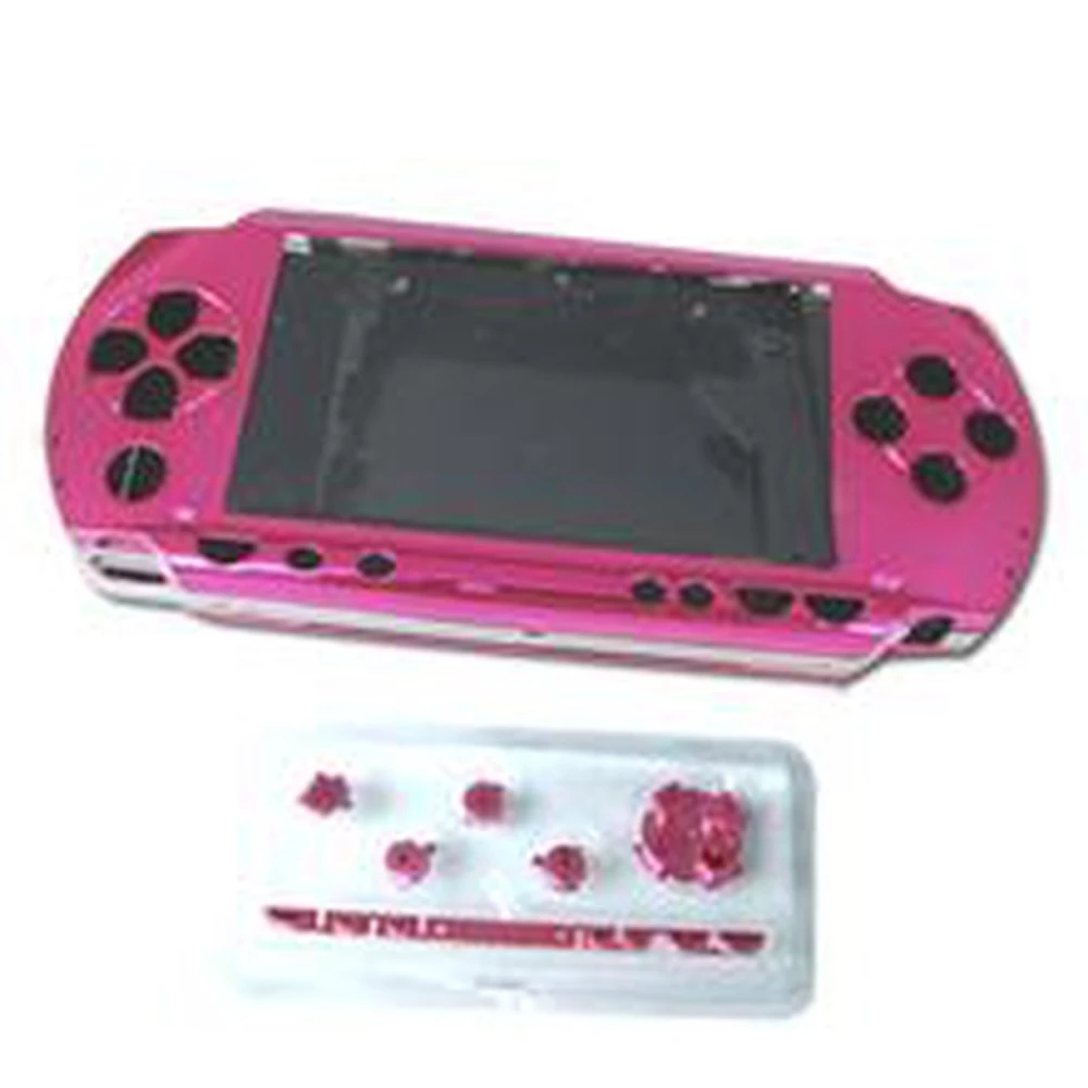 Coque complète PSP rose avec boutons pour réparation et personnalisation