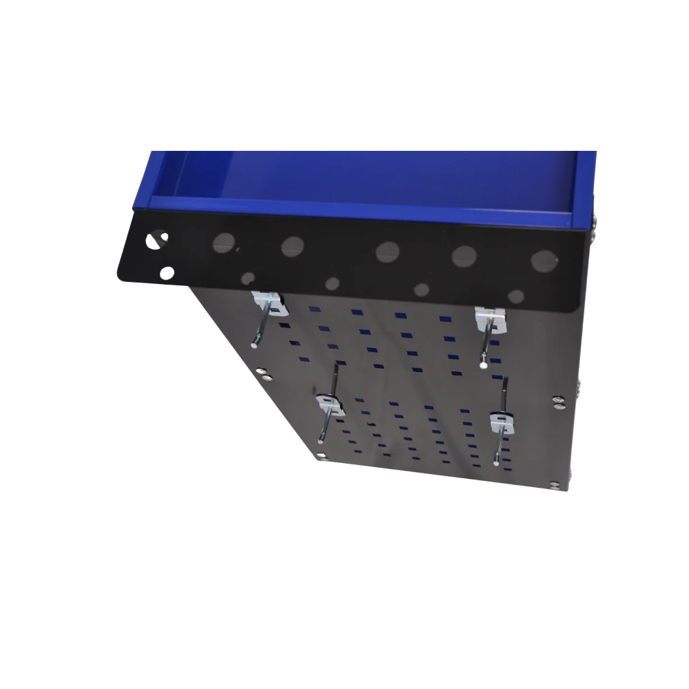 Chariot d’atelier professionnel 3 étagères avec plateaux latéraux et crochets pour organiser votre atelier