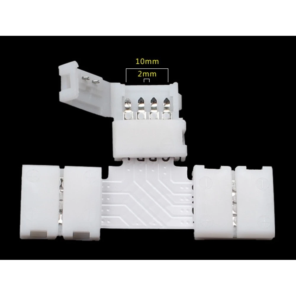 Connecteur LED en T 4 broches 10mm 5050 RGB pour rubans LED YourLed