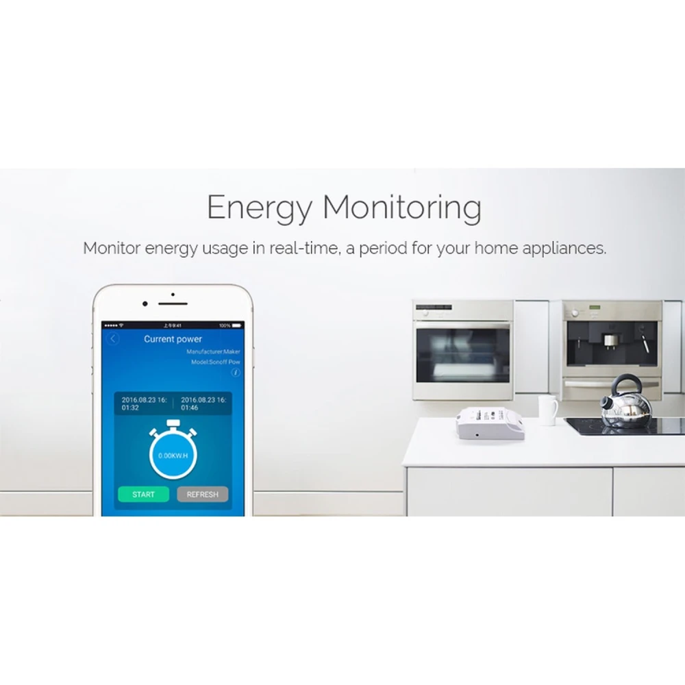 Detalle del display y conexiones del Sonoff Pow para medición de energía