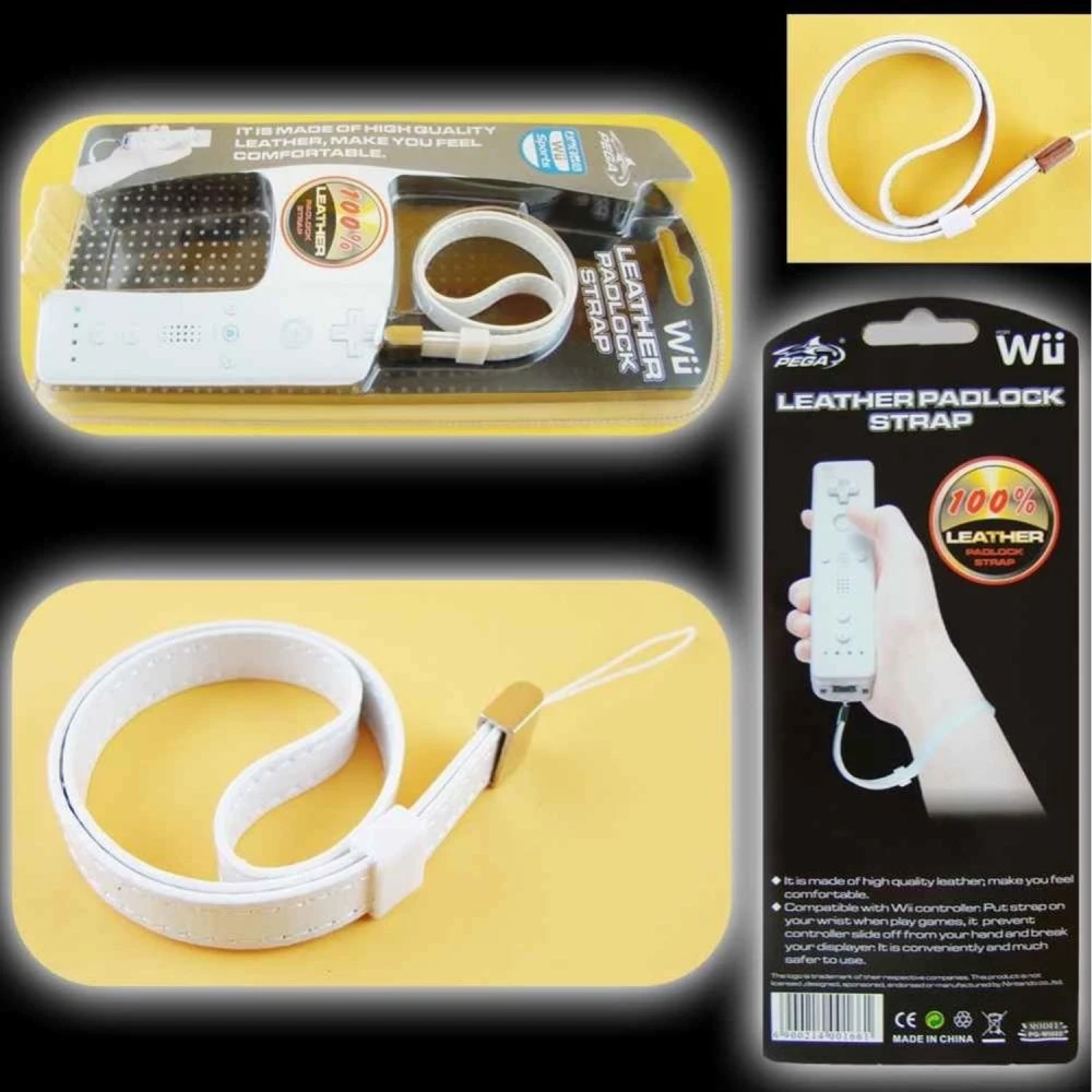 Dragonne en cuir blanche pour Wii Remote - accessoire officiel satkit
