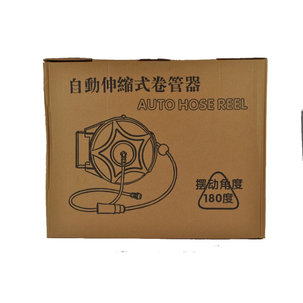 Vista lateral del enrollador manguera retráctil aire 1/4 con soporte