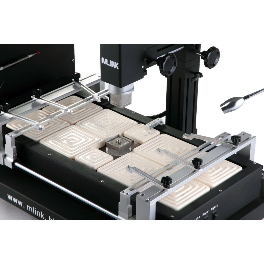 Estación Mlink X4 con boquillas de aire caliente giratorias y soporte PCB