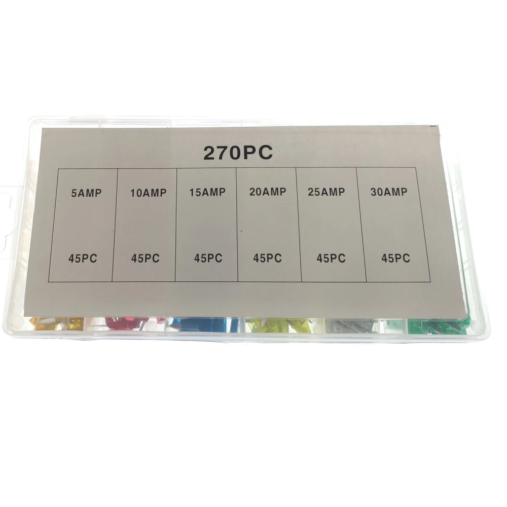 Kit surtido de mini fusibles para coche con diferentes amperajes y caja organizadora