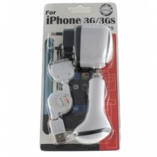 Europe Travel Charger+ Chargeur De Voiture + Chargeur Usb Pour Apple Ipod/Itouch/Iphone/3g