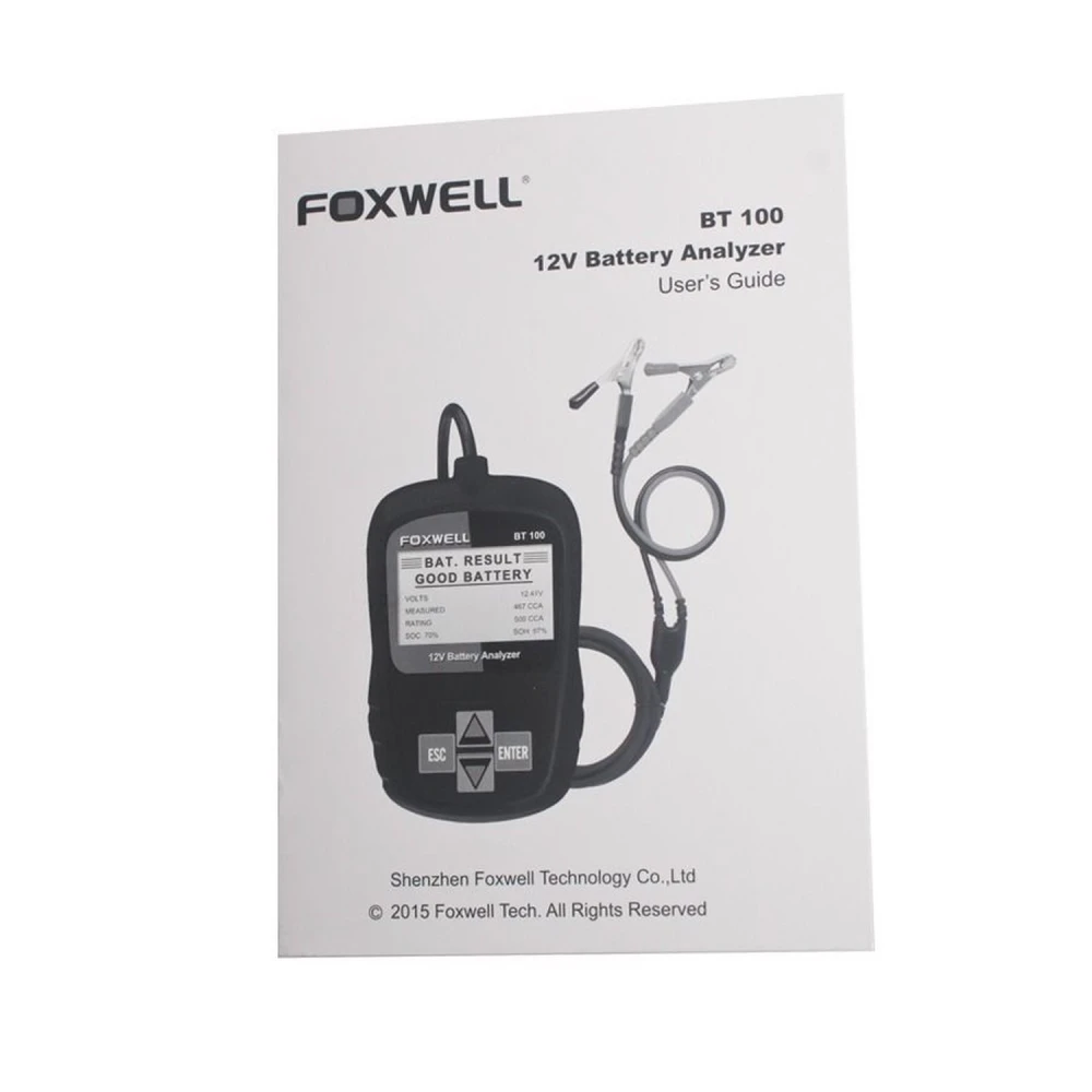 Pantalla LCD retroiluminada del Foxwell BT100 probador de batería