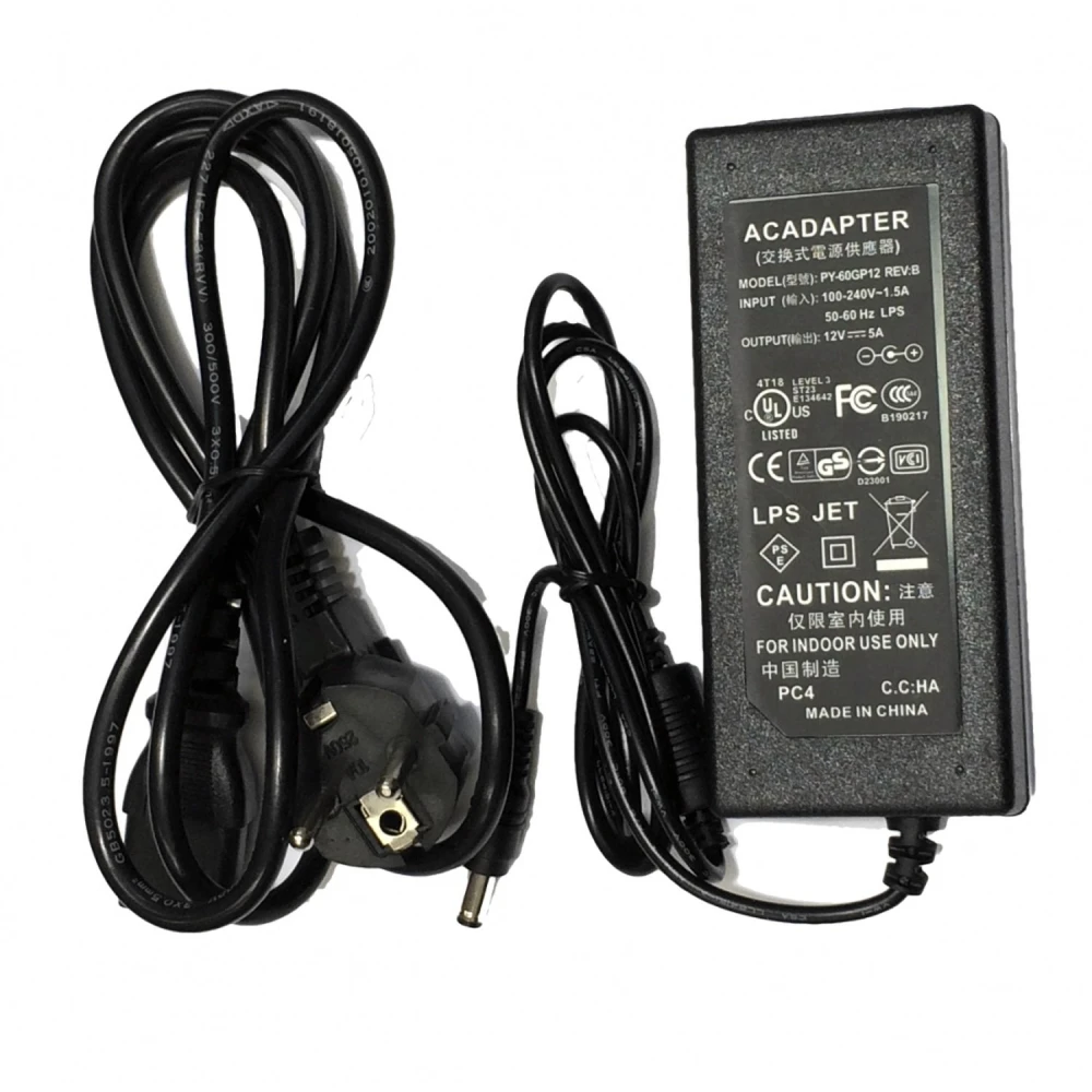 Alimentation 12V 5A connecteur 5,5mm pour LED et LCD