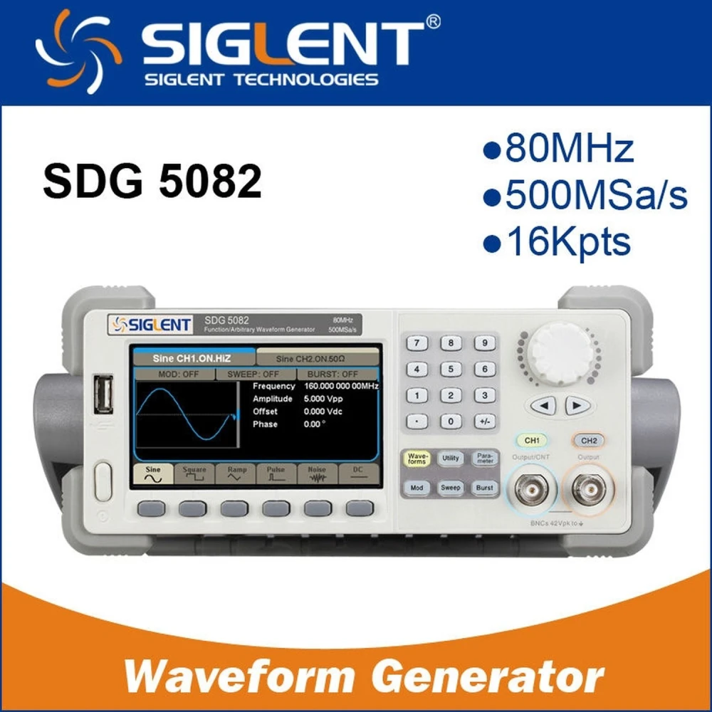 Générateur de fonctions arbitraires Siglent SDG5082 80MHz avec double sortie