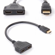 HDMI Séparateur en Y plaqué or 1 entrée 2 sorties 2 affichages Bluray haute définition Electronic equipment  3.00 euro - satkit