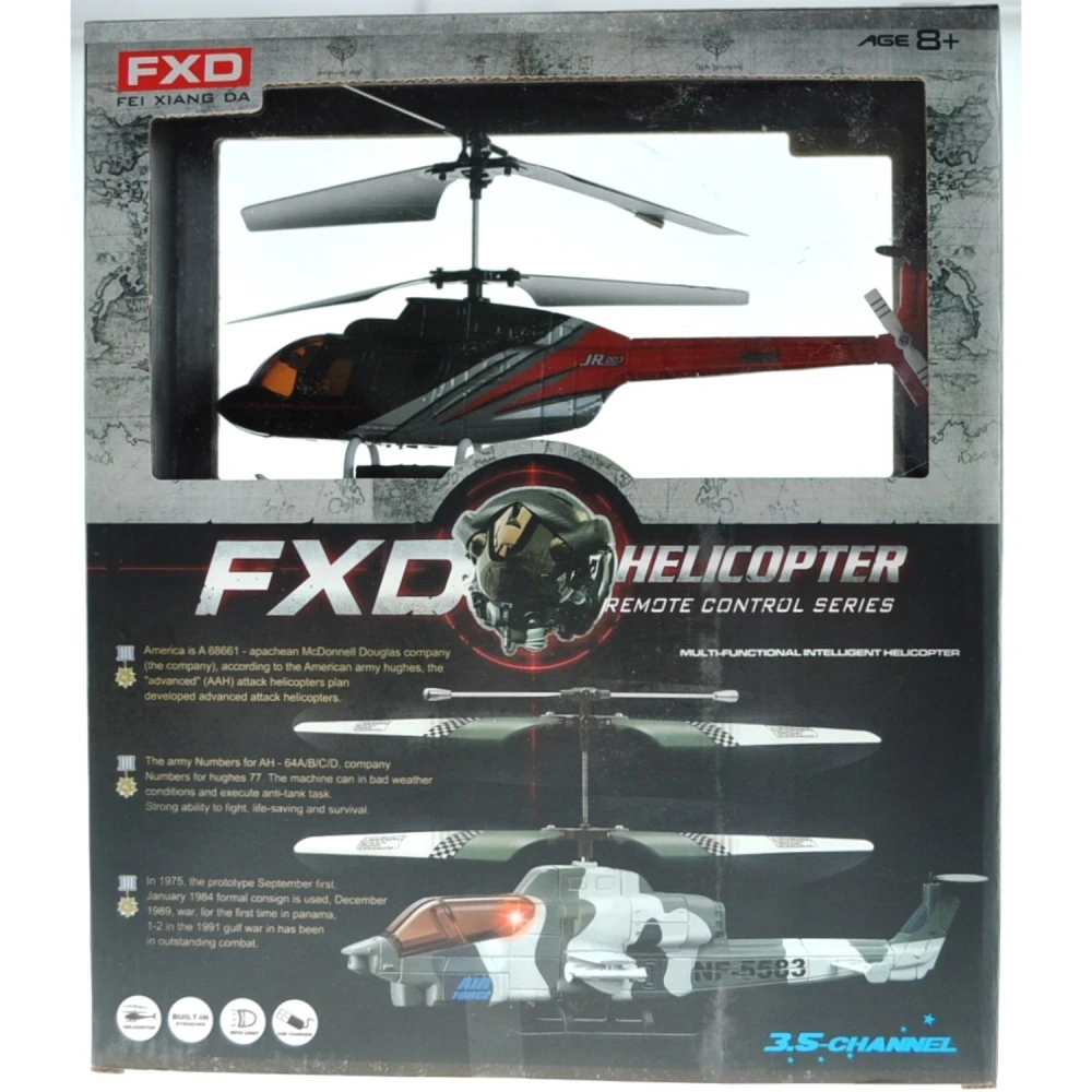 Vista lateral del helicóptero RC A68667 con estructura de plástico