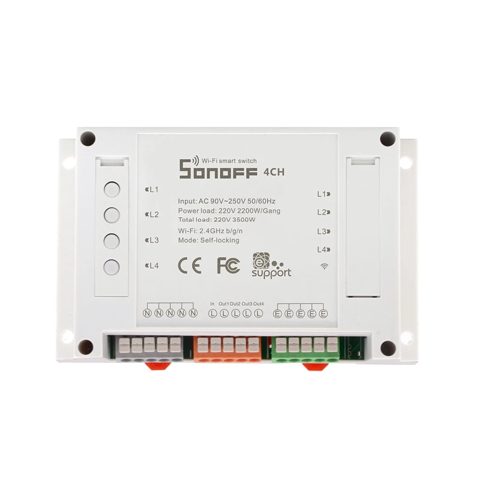 Interrupteur WiFi Sonoff 4 canaux pour domotique compatible Alexa et Google Home