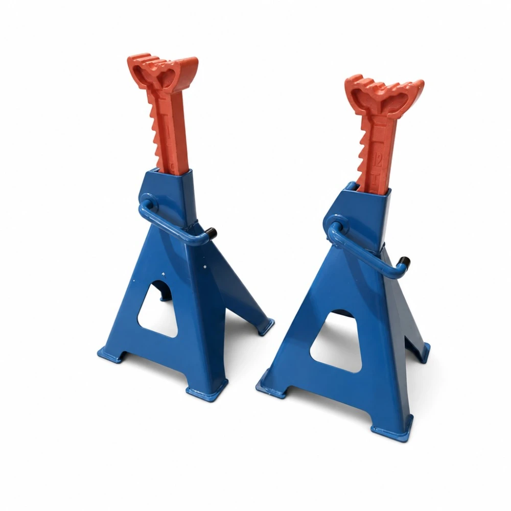 Jeu de 2 Chandelles 12 Tonnes à Double Sécurité — Chevalets en Acier Réglables 46-76 cm pour Voiture, Fourgonnette, Camion et Engins TSX TOOL