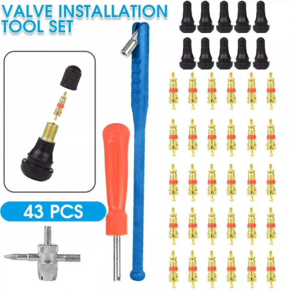 Kit outils réparation pneus extraction valves TSX TOOL 43 pièces