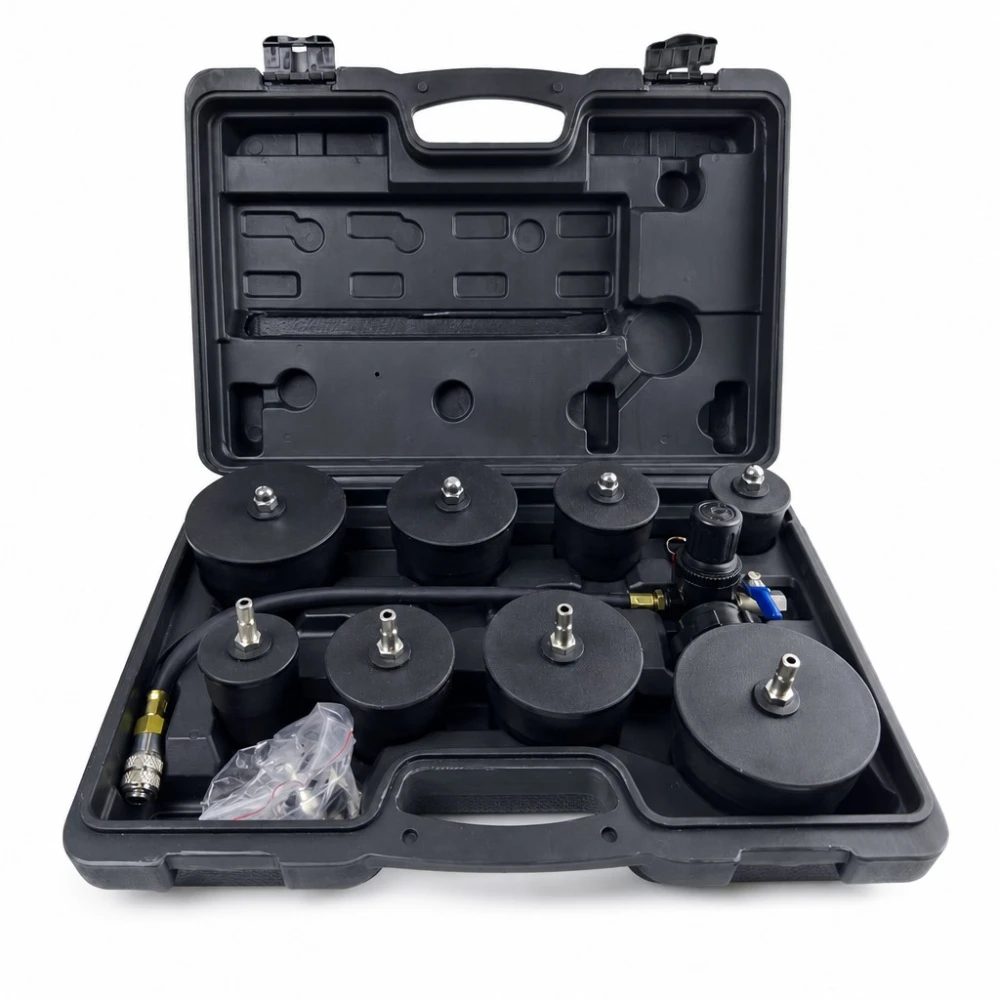 Kit Testeur de Fuites Turbocompresseur 9 Pièces avec Manomètre Test Pression Turbo