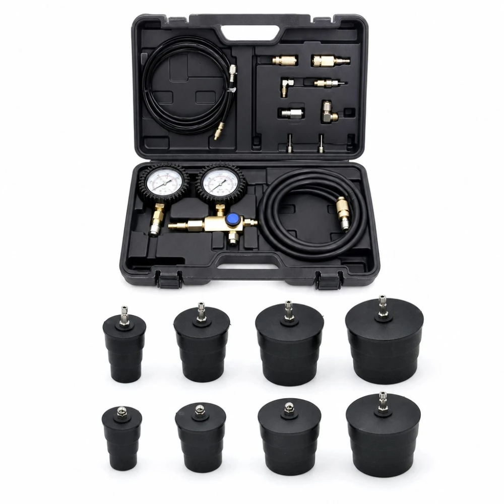 Kit Testeur de Fuites Turbocompresseur 9 Pièces avec Manomètre Test Pression Turbo
