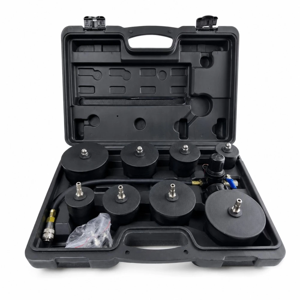 Kit Testeur de Fuites Turbocompresseur 9 Pièces avec Manomètre Test Pression Turbo